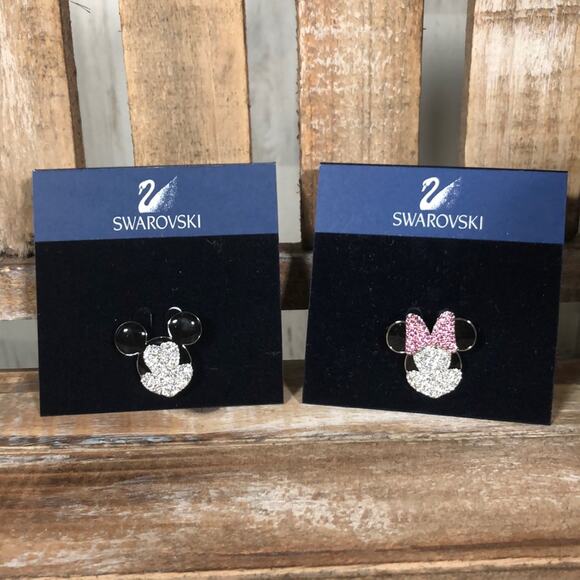 New Swarovski Mickey and Minnie Lapel Pins - Picture 2 of 10